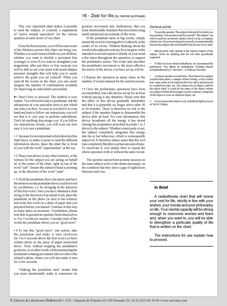 N° 16 Joie de vivre NOTICE ANGLAISE ONLY Editions Servranx