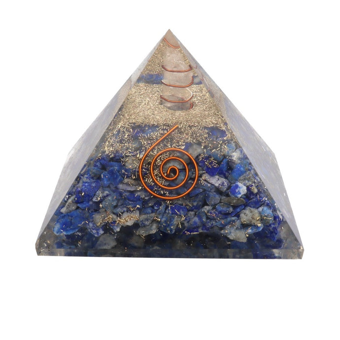 Pyramide en Lapis Lazuli - Résine Orgonite avec Spirale